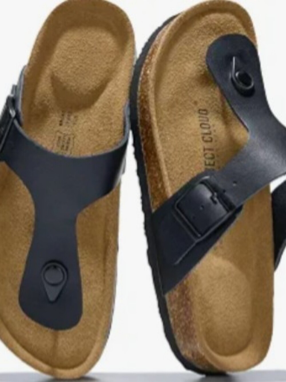 Project Cloud Black Leather Thong Women's Sandals BNIB $38
